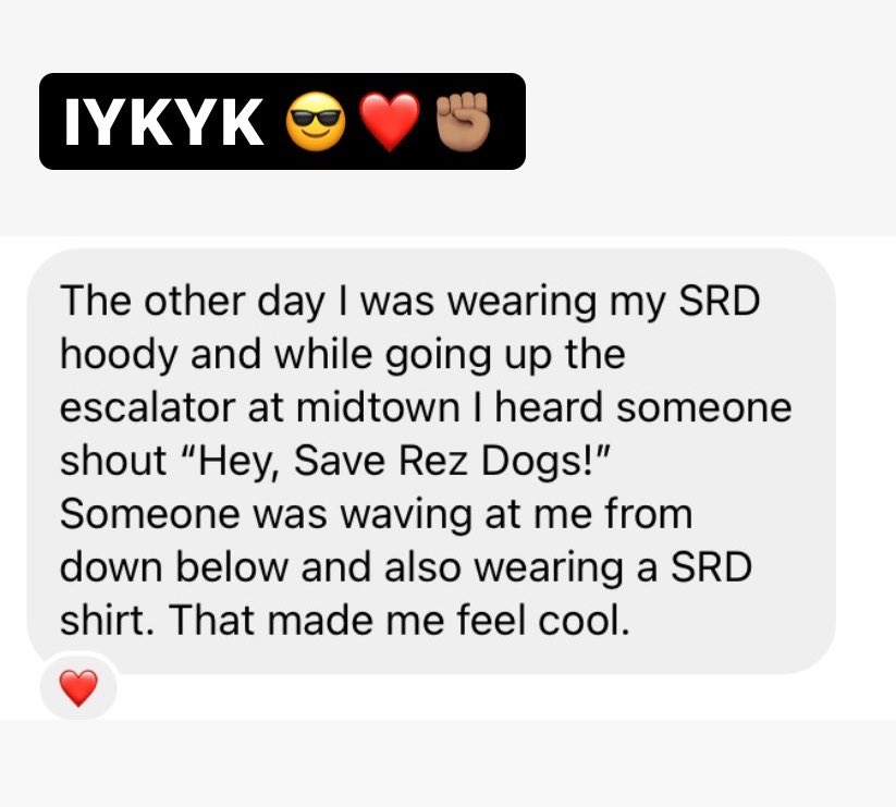 saverezdogs's tweet image. We’re proud of our merch and we love our Save Rez Dogs fam’!! Thank you all for supporting the movement! 

Order merch now!
➡️ saverezdogs.com/merch 

Profits go back out to helping rez dogs/animals in First Nations communities. 

#saverezdogs #loverezdogs #rezdogs