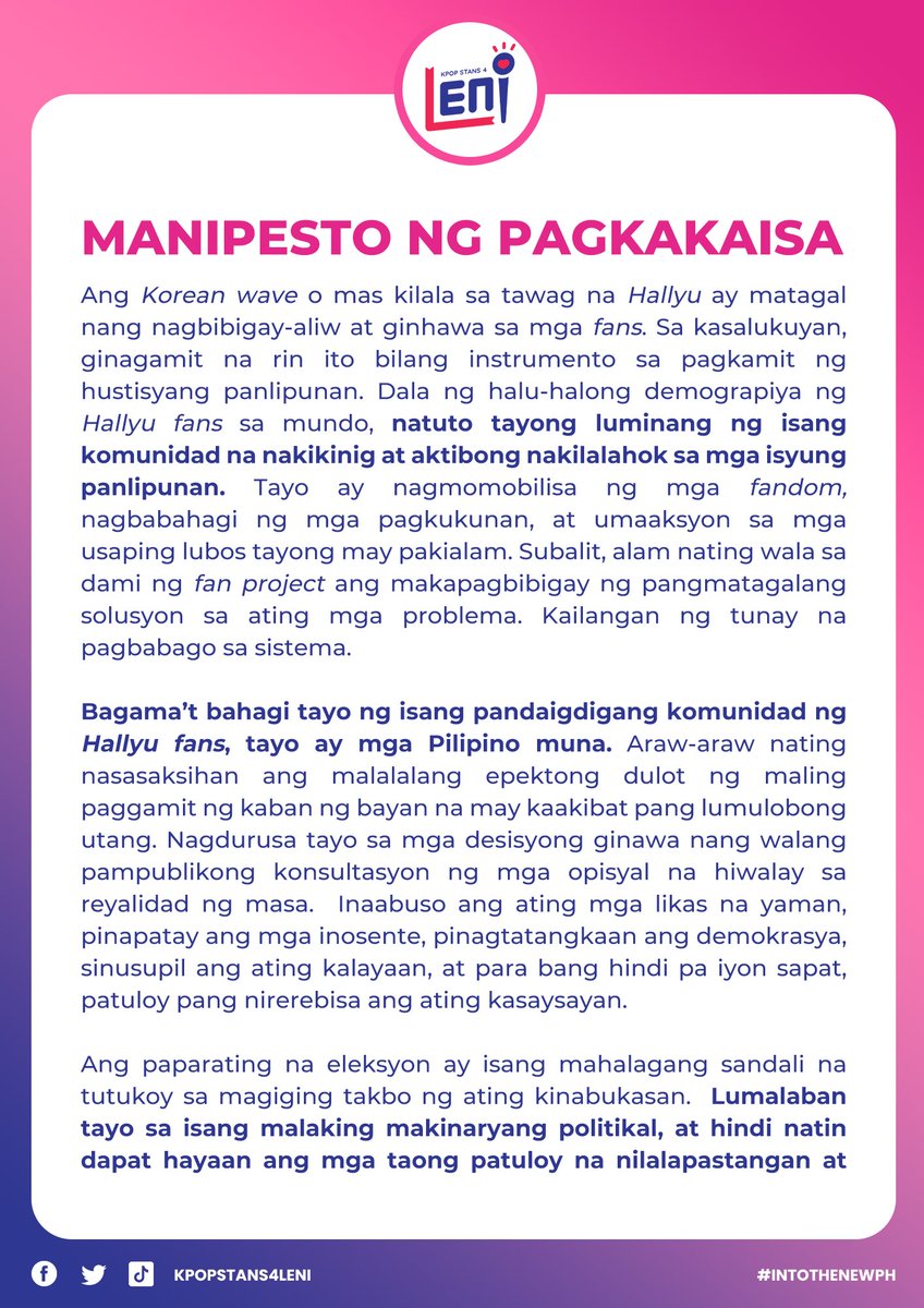 KPOPSTANS4GG's tweet photo. Salin sa Filipino

#LeniKikoAllTheWay
#Ipana7oNaNa10To
#IpanaloNa10ParaSaLahat https://t.co/J4pQl2B2gh
