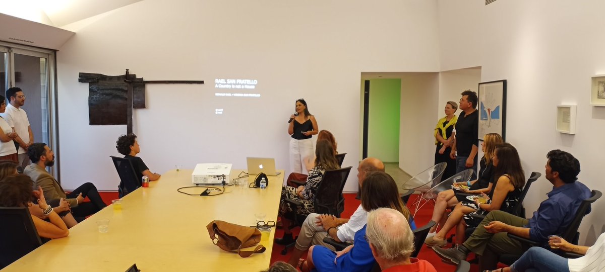 ASU Art Museum Director Miki Garcia introducing the preview of the Rael San Fratello exhibit "A Country is Not a House"