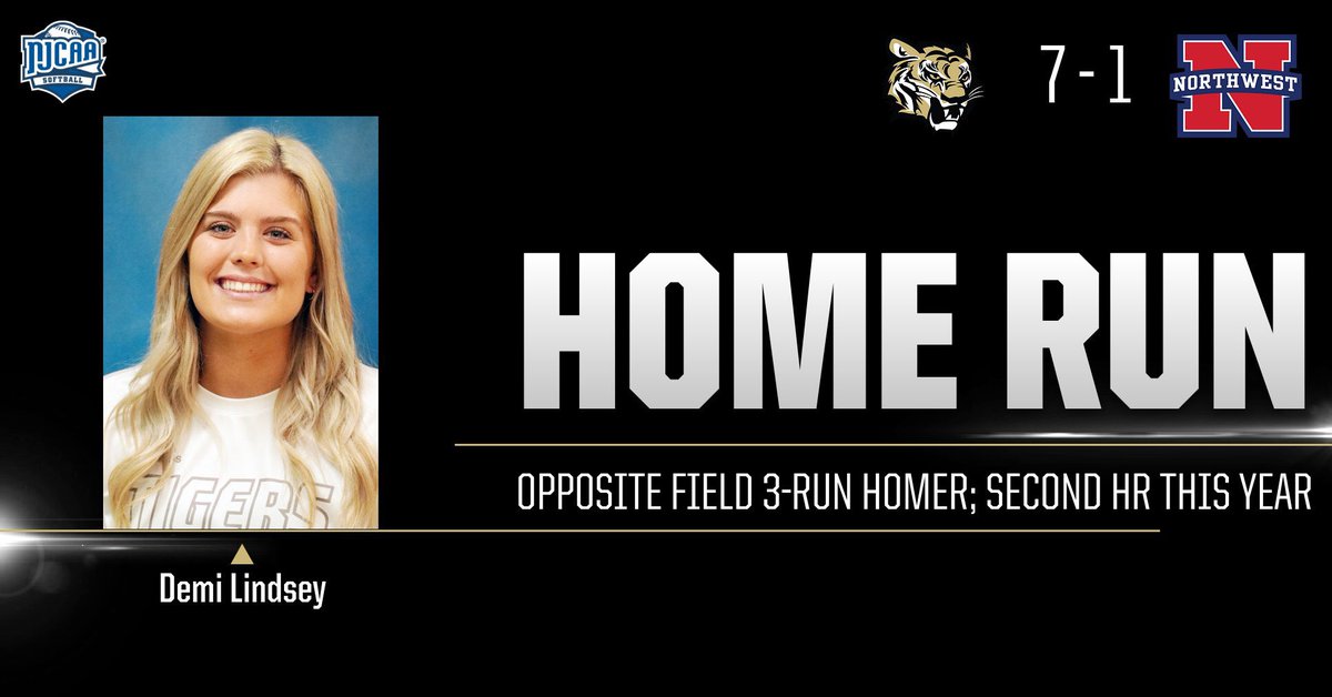 NEMCCTigers's tweet photo. SB | DEMI LINDSEY…OPPO TACO!!! She extends @nemccsoftball’s advantage with a 3️⃣ run homer over the RCF wall!! It’s her second home run of the season &amp; wrapped up a 4️⃣ run inning!!

🥎 Northeast 7, Northwest 1 mid 2nd
📺 https://t.co/TceLrsZ9eF
🐯 #TigerPower https://t.co/taeFpzp8pF