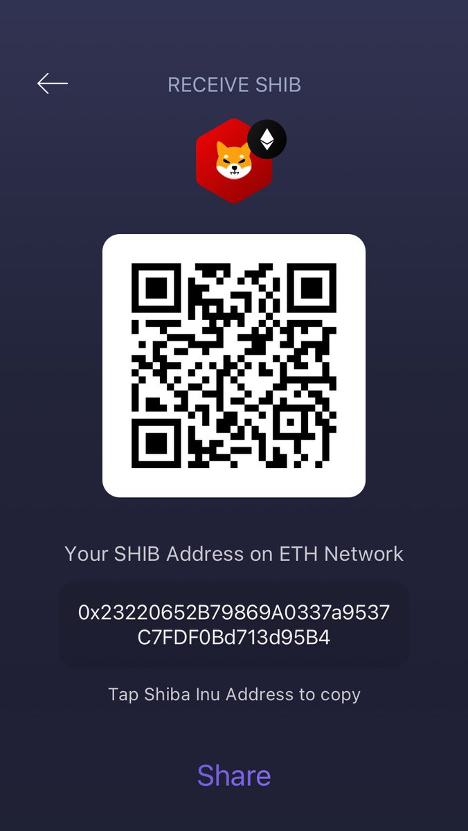 Shiba Inu (SHIB) Address: 0x23220652B79869A0337a9537C7FDF0Bd713d95B4