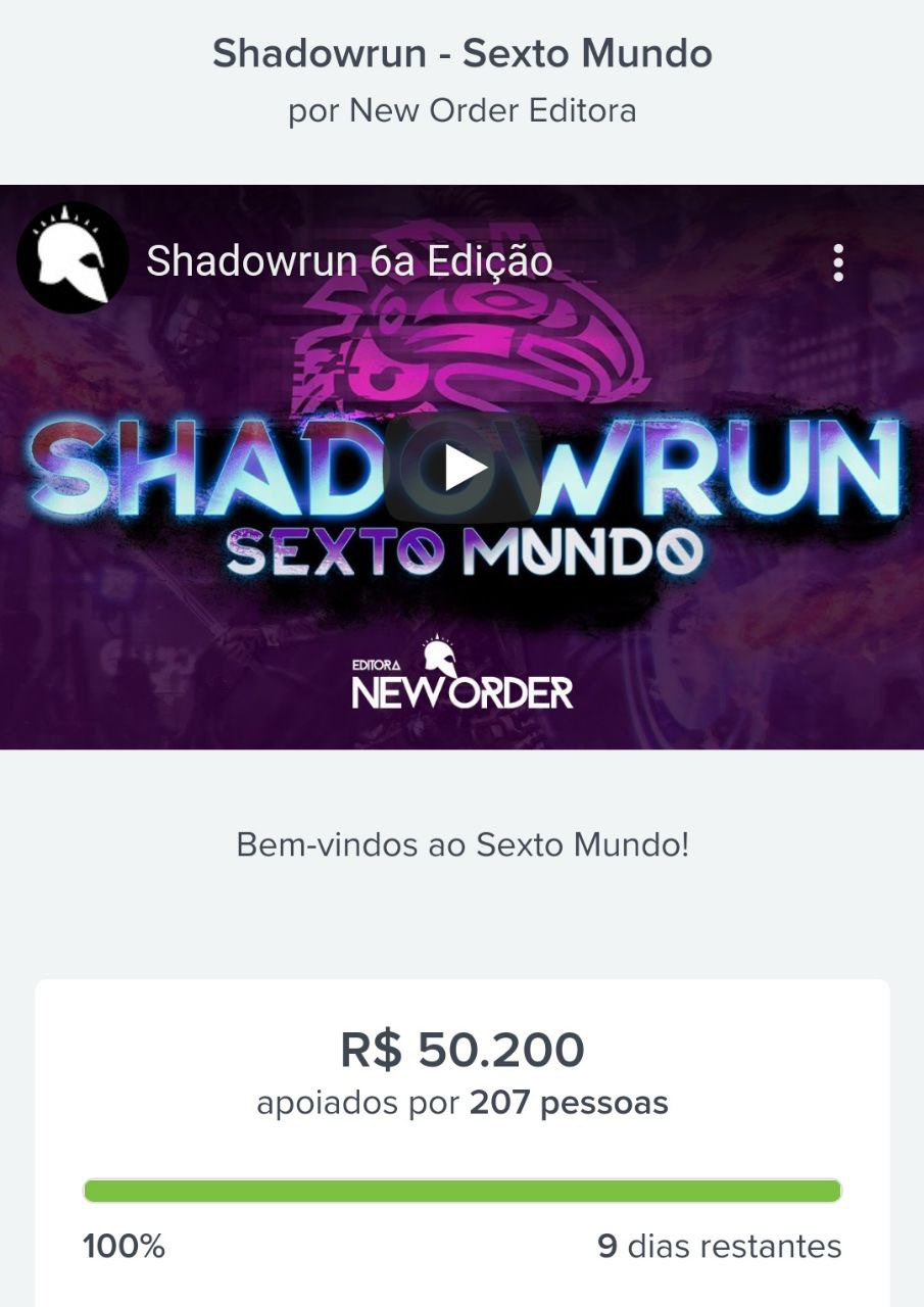 Livro Basico Shadowrun Sexto Mundo - New Order - novo