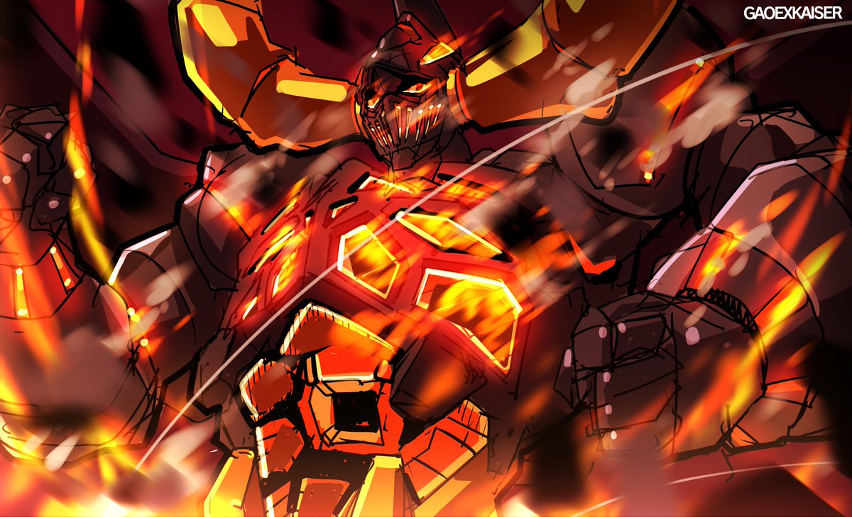 I just want to burn up, pure flames of power!!!. Gaiking! FACE OPEN! quick drawing of Gaiking's face open mode. lol, I think I got overboard with the flames 🤣 
#anime #art #FANART #Mecha #robot