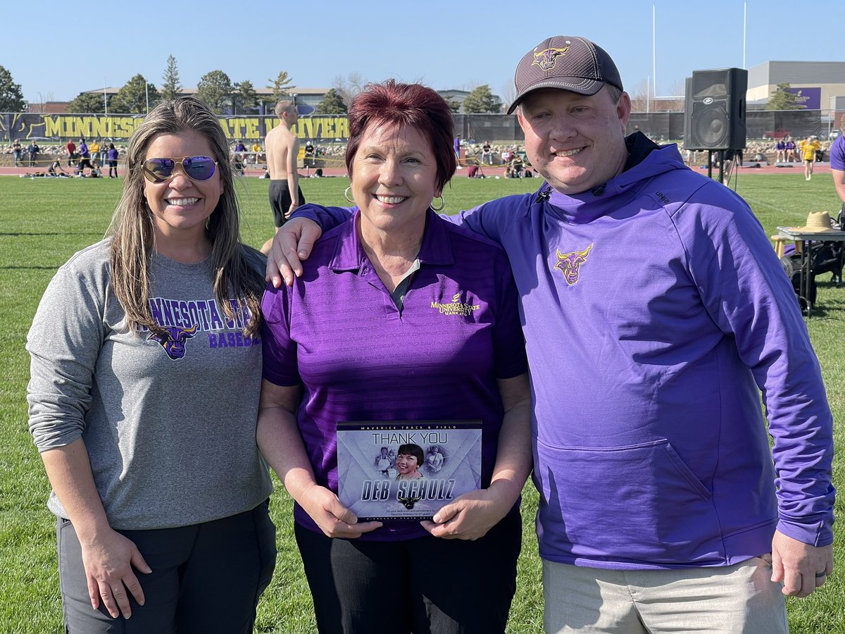 We named our track and field meet tonight after Deb Schulz who is our registrar that works with the athletic department. Deb is retiring this summer after spending 27 years working at MSU! Congratulations Deb on an outstanding career.