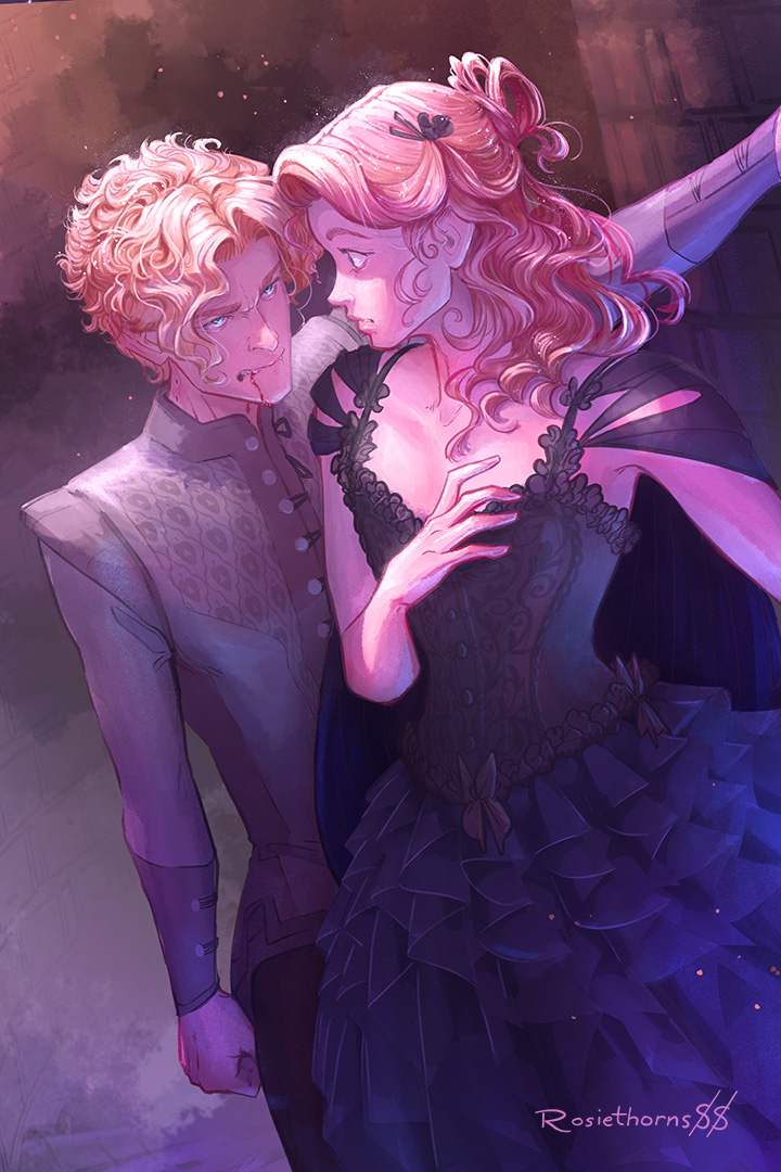 Posting last month's Patreon voted Sketch-a-Wish! A snaggle-tooth scene between Jacks and Evangeline from #OnceUponABrokenHeart by #StephanieGarber!

Jacks, what shampoo??