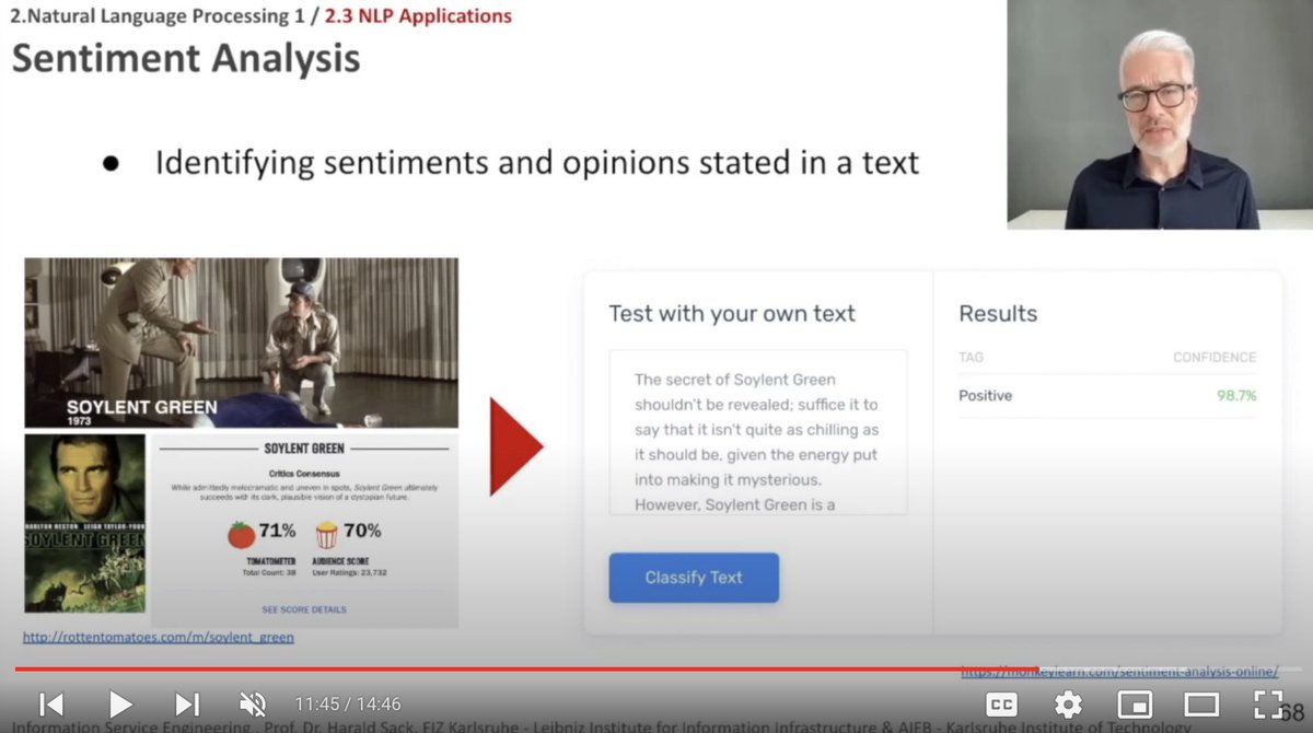 lysander07's tweet photo. Sentiment Analysis is only one out of many #NLP applications. Get a 15 minutes overview on NLP applications in today's #ise2022 lecture
https://t.co/3FlxrEporq
#SoylentGreen #sentimentAnalysis #questionAnswering #TextCategorization #TextSummarization https://t.co/tyqysGuoEr