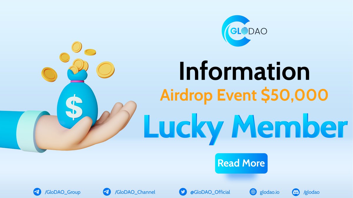 GloDAO_Official's tweet photo. 🚀How to Participate in the Lucky Member Program🚀

🎟Each member participating in the GloDAO mission will receive a lucky number. We'll organize a lottery to see who is the winner
❇️The more missions you complete, the more chances you will have to receive a special lucky number! https://t.co/6W8uS4irmu