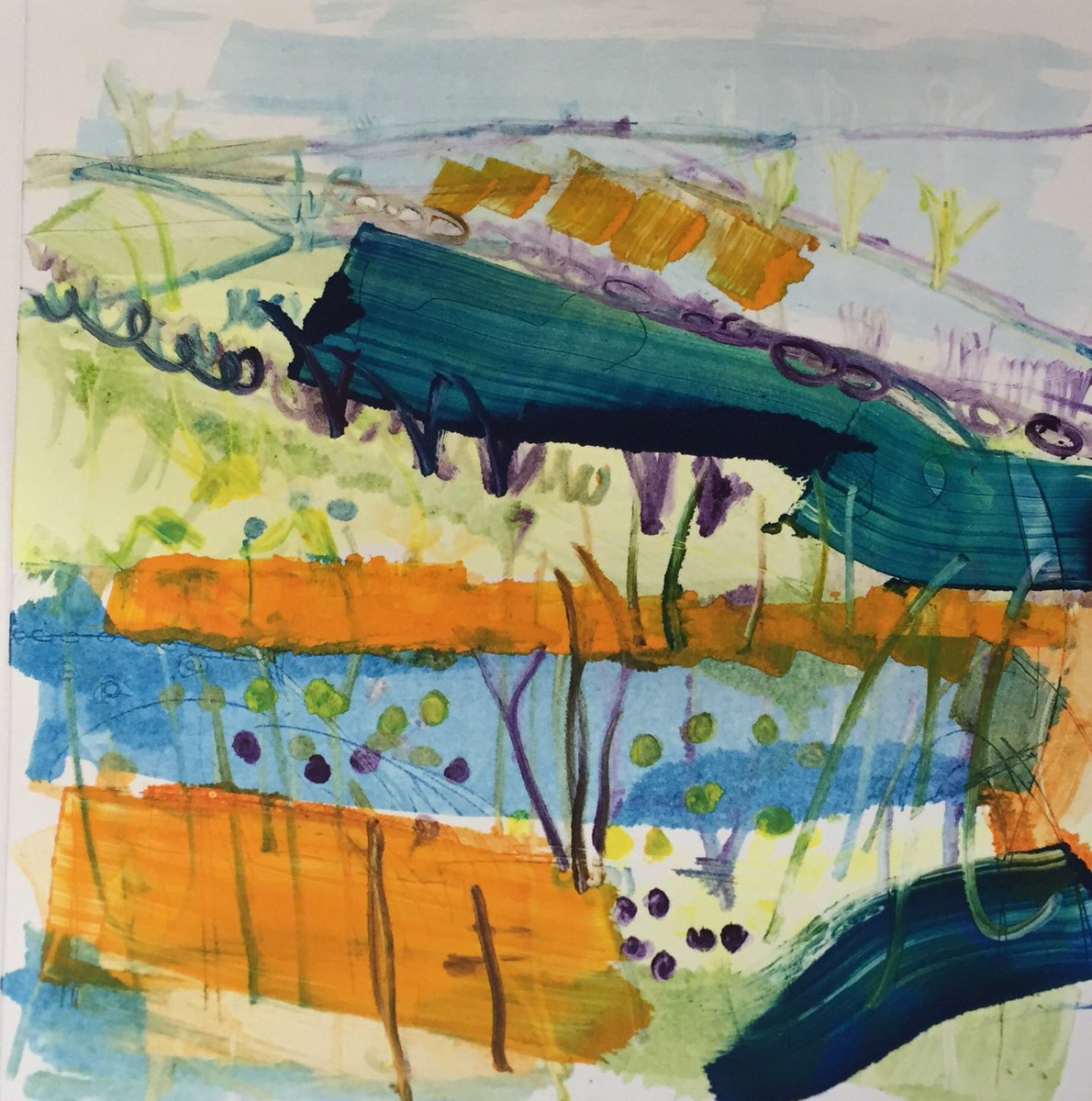 LouiseD_etcher's tweet photo. ‘Blue Meadows’ Monoprint taken from drawings and memories of the bluebells in the meadows and woods of Cornwall. Such a wonderful time of Year! #monoprints #prints #printmaking #origianlprints #finearteditions #bluebells #cornishprints #printstobuy #printsforyourhome #art https://t.co/r8DkEyDrjr