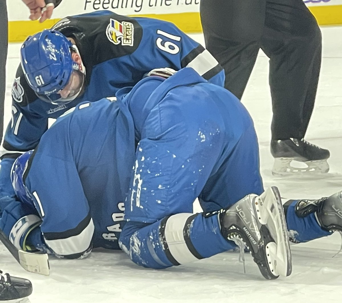 ITHSWSteven's tweet photo. Per @ColoradoEagles Captain Jayson Megna is going to be ok, but is going to have some facial work done after taking a slap shot off his face tonight! Prayers sent #MegnaMillions #HockeyStrong https://t.co/aSGtK0oLEV
