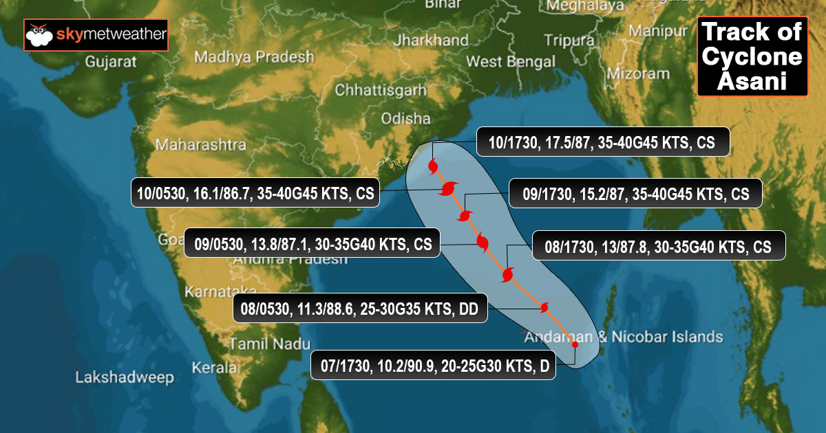 Graphical representation of the Potential Track of upcoming #CycloneAsani. #Cyclone #CycloneAlert