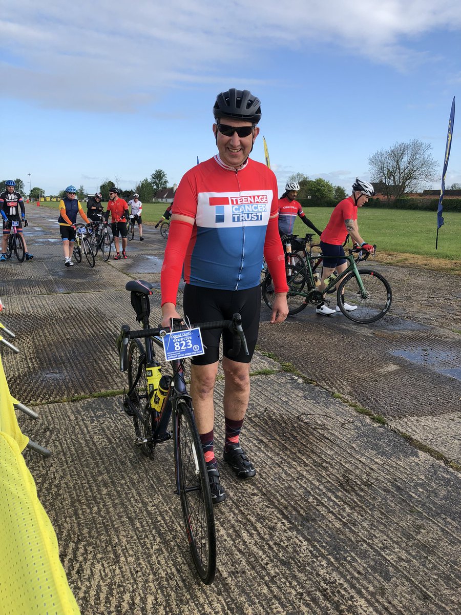 Sue72574901's tweet photo. @GriscelliS The big day is here, so much training gone into this, the 100 mile bike race! For our girl, for #teamkip #teenagecancertrust #mollyolly Go Kev Go! https://t.co/oN92lmxXt4