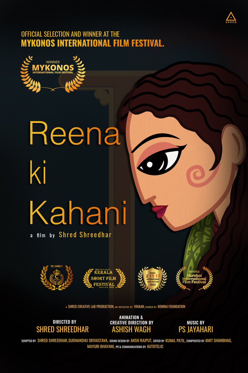 LabShred's tweet photo. Milestone Alert - Official Selection and Winner for Best Animation at the Mykonos International Film Festival 2022 ~ Reena Ki Kahani, a short animation film based on the true story of entrapment, rescue and survival highlighting the evils of human trafficking. @ShreedharShred https://t.co/kDinaHvXMG