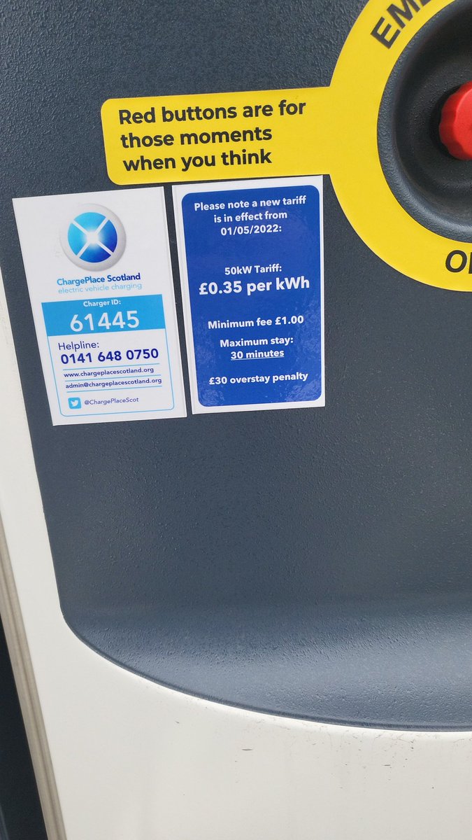 This is what happens when you add charges(reasonable) an UNREALISTIC charging time to lovely new chargers.  Last week there were lots of cars using these chargers, now NONE!! Well done <a href="/Edinburgh_CC/">The City of Edinburgh Council</a> . <a href="/106Euan/">Euan McTurk</a> @takeitev <a href="/FullyChargedShw/">@FullyChargedShw</a> <a href="/ecocars1/">Jonathan Porterfield</a> <a href="/EdinChamber/">Edinburgh Chamber of Commerce</a> <a href="/FifeChamber/">Fife Chamber of Commerce</a>