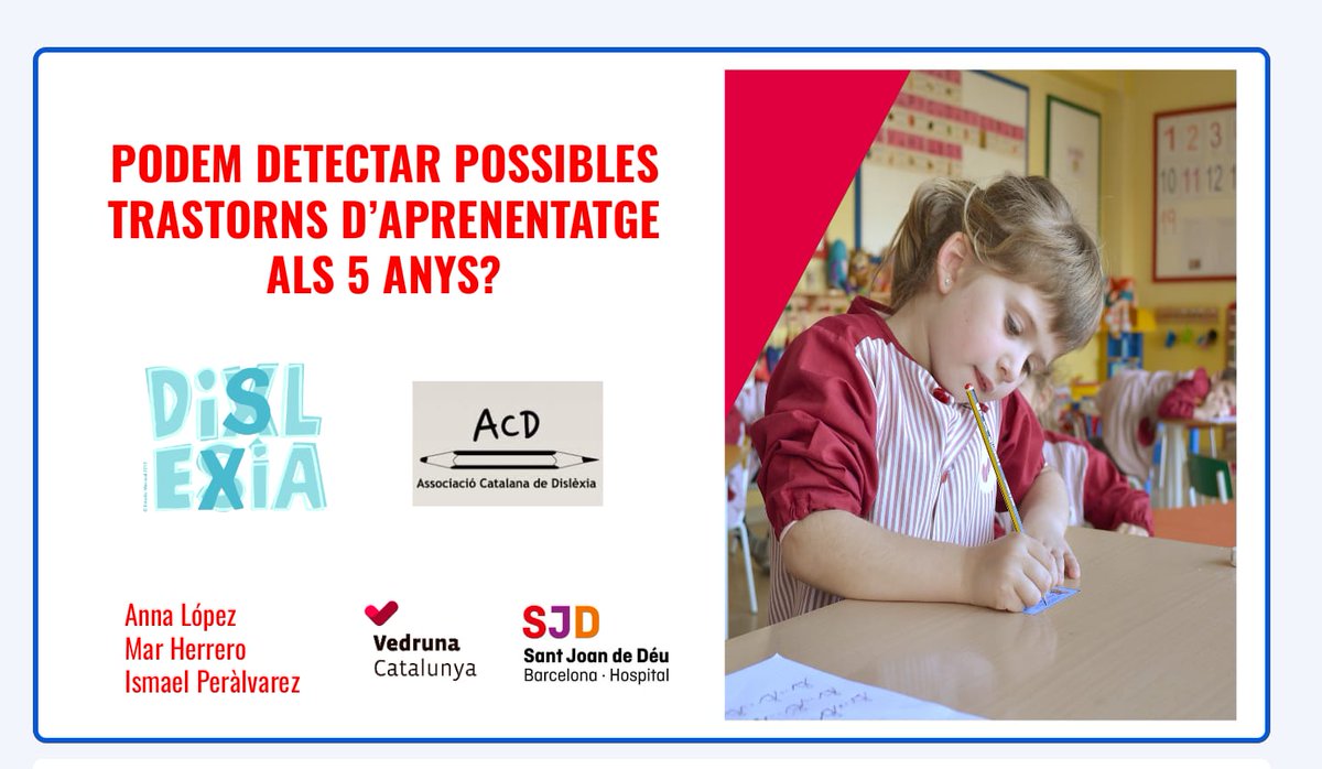 Som a la 13a Jornada sobre la #dislèxia a Catalunya per presentar les Eines de Cribratge de #trastorns d'aprenentatge ⚙️ Un projecte conjunt de les escoles Vedruna de Catalunya amb la col·laboració de <a href="/SJDbarcelona_ca/">Hospital Sant Joan de Déu Barcelona CAT</a>. Felicitats, Associació Catalana de Dislèxia, pels 30!