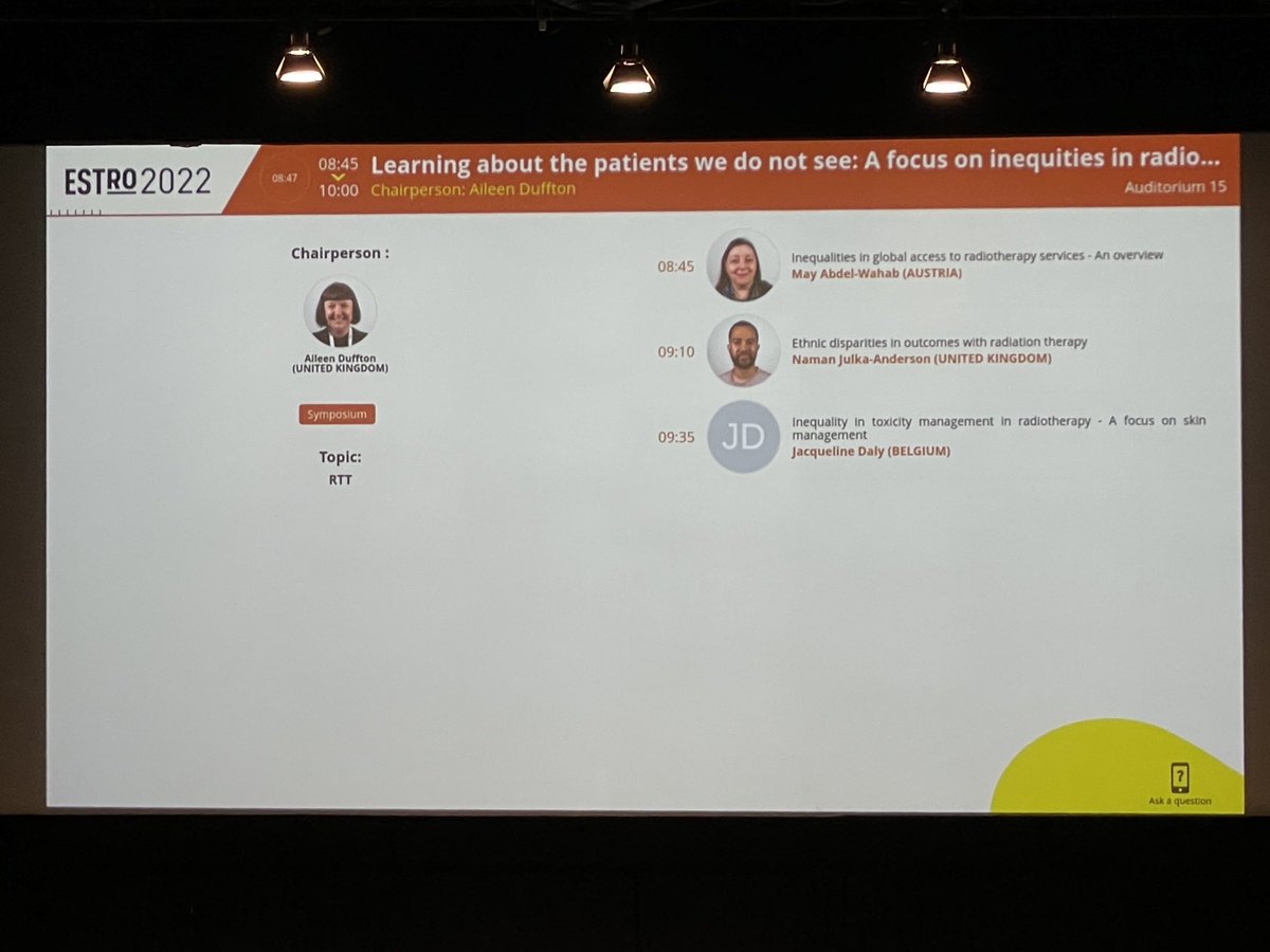 mattrbeasley's tweet photo. Hej! So excited to attend #ESTRO2022. Just attended a really thought provoking symposium on health inequities in cancer and radiotherapy. Take home message from ⁦@Naman_Julka⁩: ‘be aware, take action, advocate for change.’ https://t.co/jGykYBqTUQ