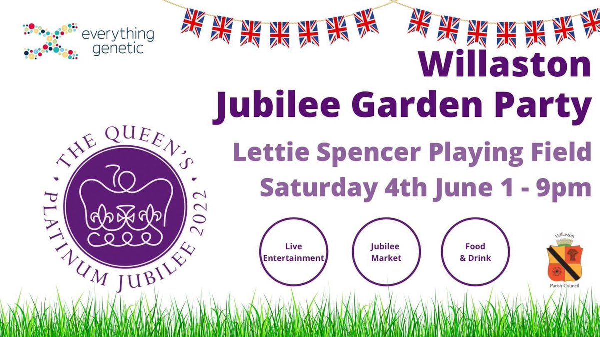 Just 4 weeks until the Jubilee weekend. The Queen’s Platinum Jubilee Committee has planned 3 exciting events for the community to come together for this unique celebration!  #WillastonCelebrates #HM70