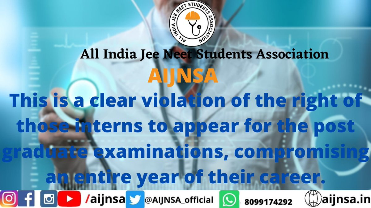 AIJNSA_official's tweet photo. Both #NEET UG&amp;PG Aspirants raised their concerns of postponement which are bonafide. 

AIJNSA request @MoHFW_INDIA&amp; @EduMinOfIndia  to kindly intercede into their  matter anon so as to provide them relief.

#DeferNEETUG2022
#PostponeNEETUG
#POSTPONENEETPG_MODIJI https://t.co/a55eLJoUWg