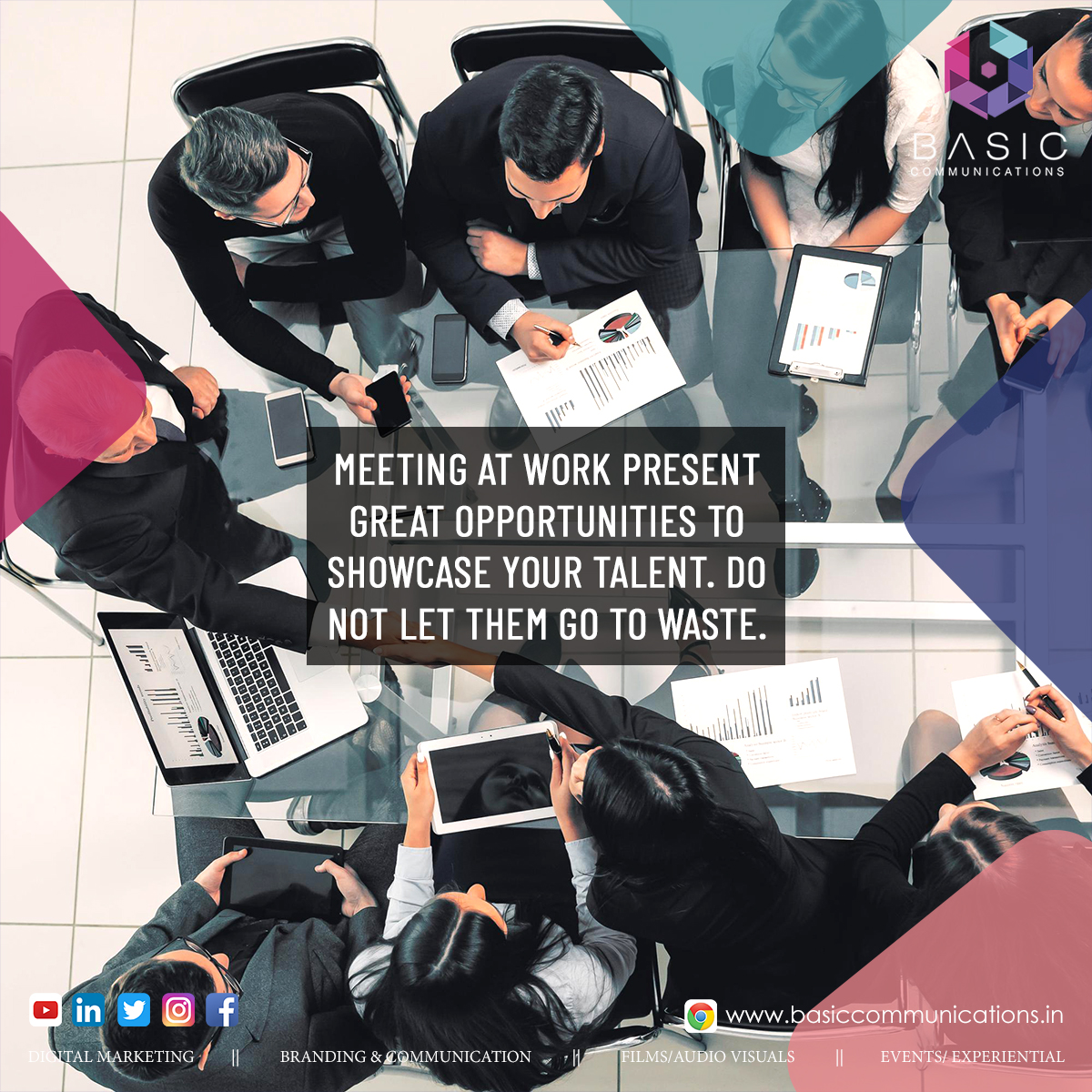 BasicCommunicat's tweet photo. Meeting at work present great #opportunities to showcase your talent. do not let them go to waste.
#showcase #talent #MarketingContent #marketingtips  #marketingonline #digitalmarketing #digitalmarketingexpert #socialmediamarketing #MarketingSolution #BasicCommunications https://t.co/irFFILJtTk