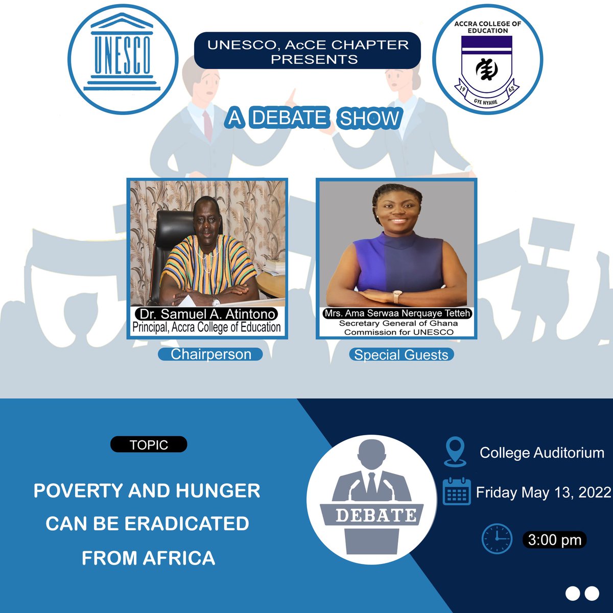 They promised us a debate and there we have it!
Everyone is invited.
Don't be left out!
It's going be educative and insightful.

#SDGs 
<a href="/AcCE_SRC/">Accra College Of Education SRC</a> 
<a href="/TTELGhana/">Transforming Teaching, Education & Learning</a> 
<a href="/unescoghnatcom/">Ghana Commission for UNESCO</a> 
<a href="/AcCEMakers/">Accra College of Edu. T.L.R.C.</a>
