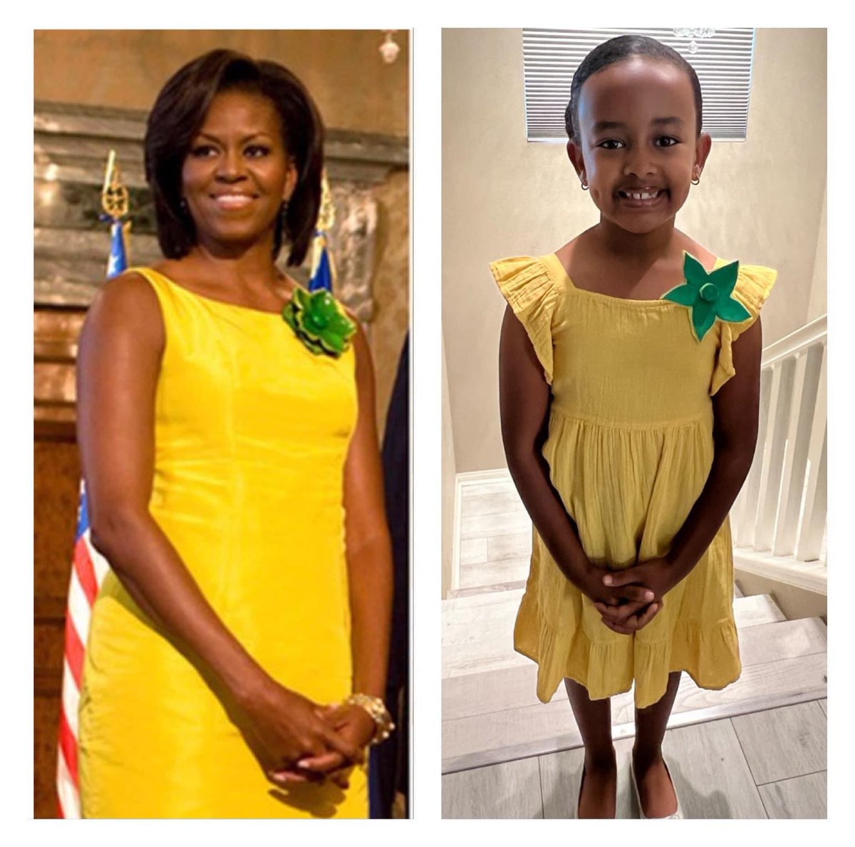 JonathanAbebe's tweet photo. @MichelleObama Today was a big day for my baby girl. She will be presenting her project, Biography of  a person you aspire to be when you grow up (100 people to choose from) Of course she picked non other than First Lady Michelle Obama &amp; dressed up like her 🌺 Mind in motion! https://t.co/OqYXrRBIVR