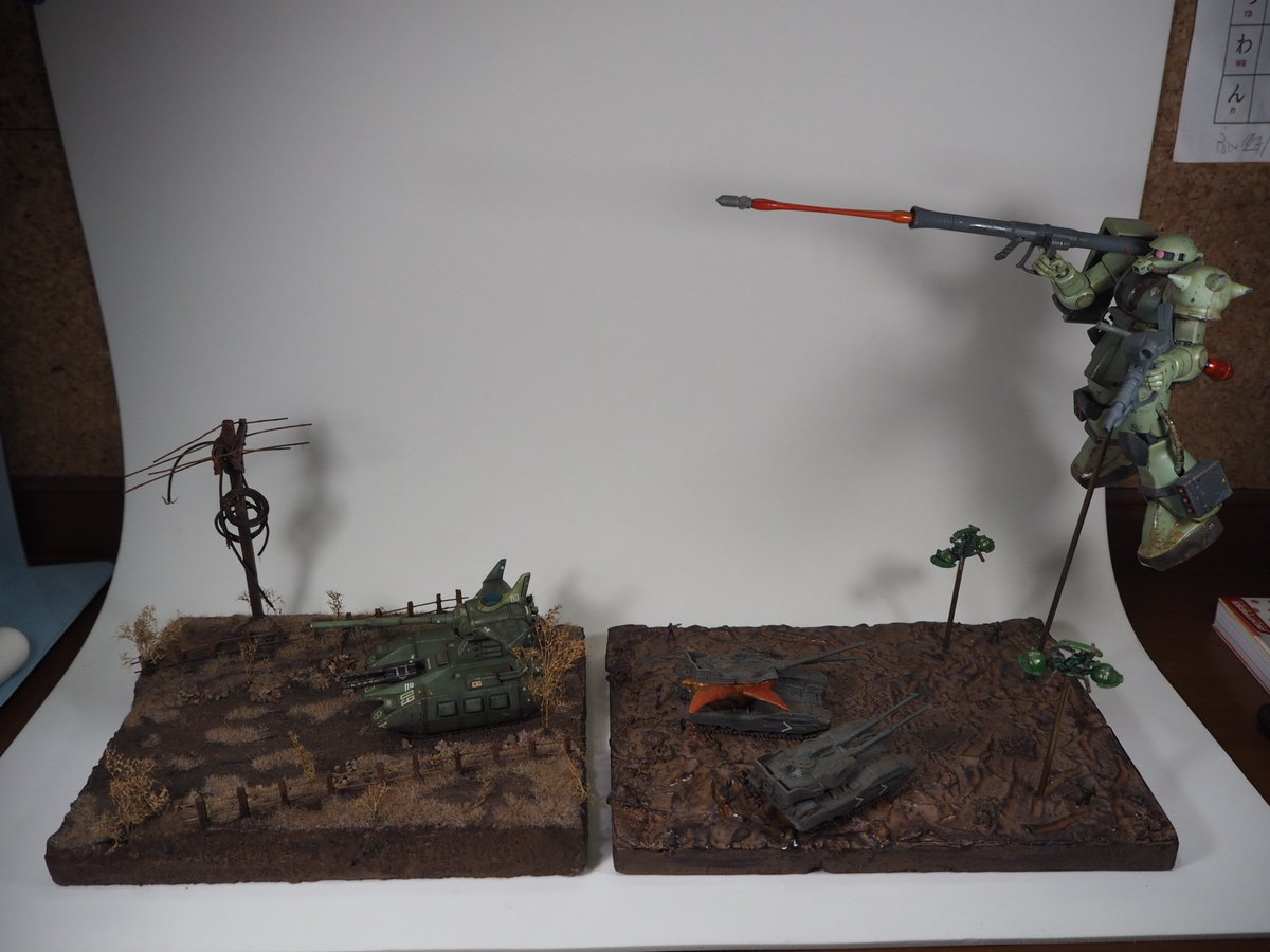 HobbyLifeStudio's tweet photo. My first diorama vs now
#Gunpla #ガンプラ #Plamo #プラモ #Modelkits #機動戦士ガンダム #MobileSuitGundam #MagellaAttack #Bandai #Diorama #ジオラマ #ZakuII #ザクII #Zeon #ジオン公国 #OneYearWar https://t.co/kFjm7TMrFG