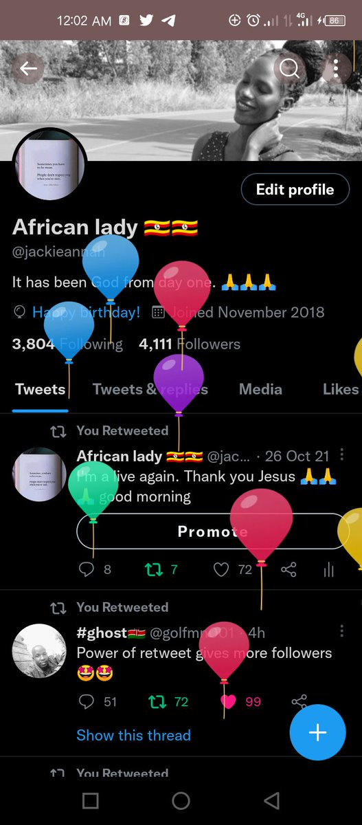 jackieannah's tweet photo. The balloons are mine today.  I'm grateful for the gift of life. Happy birthday to me https://t.co/Oq5Q0a7TsM