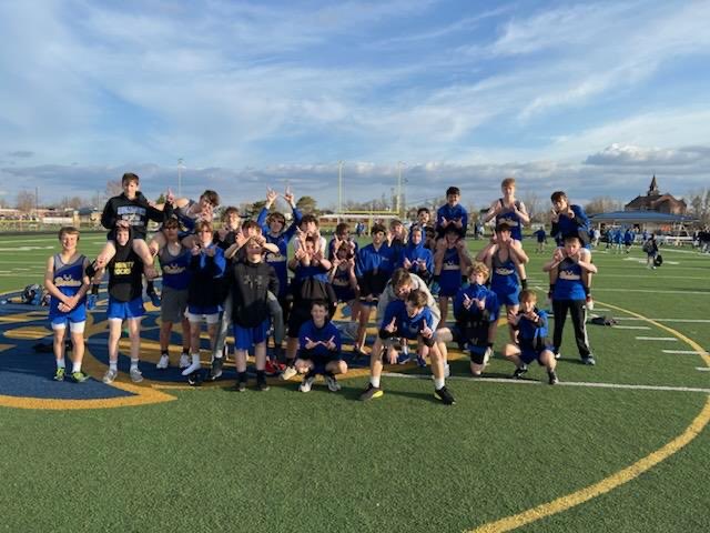 SPfiffner's tweet photo. Thanks to all that helped at the MS Boys WaMaC West track meet at Benton. Huge success. Congrats to the 7th &amp; 8th grade-they finished 3rd and 1st respectfully. Lastly, it was the legend Tim Sanderson’s last time as a starter. Glad it was on Bobcat soil! #OnceABobcat AlwaysABobcat https://t.co/uPHiUnavlw