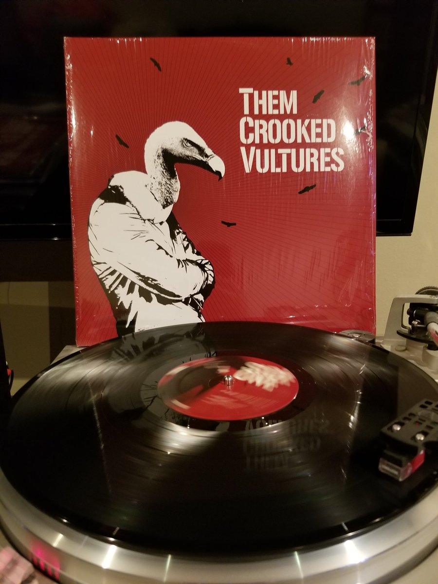 SpinVinyl1's tweet photo. Them Crooked Vultures were a killer supergroup. Josh Homme, Dave Grohl and of course John Paul Jones from Led Zeppelin. They only put out the one album in 2009 but I would love to see another. 
#ThemCrookedVultures #JoshHomme #DaveGrohl #JohnPaulJones #DeadEndFriends #vinyl https://t.co/M3lj6tbuJa