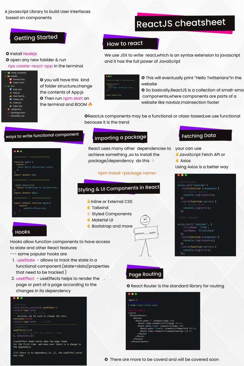 Adarsh____gupta's tweet photo. ✨ React JS CheatSheet for beginners✨ https://t.co/nyjcqAMjDl