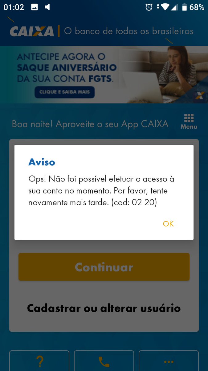 tanheiro's tweet photo. A @Caixa bosta econômica federal já está a, pelo menos, 16h fora do ar. O pior é mentir para o cliente... "tudo normal". Fui prestador terceirizado e sempre foi dessa maneira, nos mandando mentir até o limite. #caixaforadoar #caixa #caixaeconomica Tomem vergonha e corrijam logo! https://t.co/Slog6nJfWB