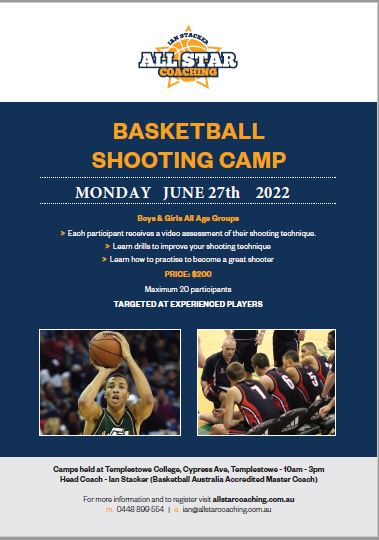 IanStacker's tweet photo. Shooting Camp for the next school holidays now open. 

Only 20 spots available, each player receives a video assessment of their technique.

Around 700 players have now attended these camps over the past 9 years. https://t.co/q7uWwhL9xT
