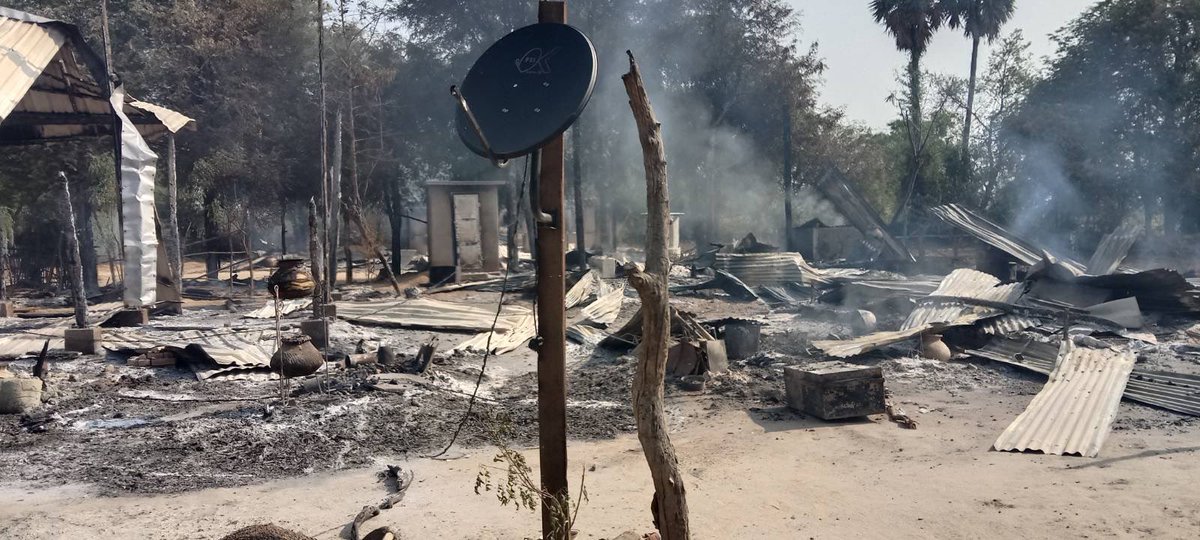 While the military terrorists burnt down the Kan Thit Village, including 47 households, motorbikes , tractors, cowsheds, a 78 year old villager was burnt to death alive as she was not able to escape at 3:45 am on May 6 in Butalin Township. #WhatsHappeningInMyanmar