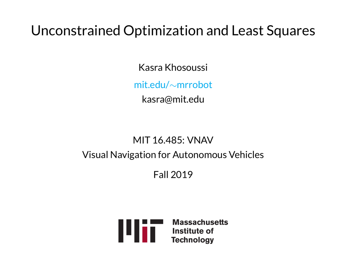 KasraKhosoussi's tweet photo. Check out Maani's #robotics class!

These are also my "slides" for Visual Navigation for Autonomous Vehicles (VNV) @MIT (@MITAeroAstro 16.485 - Fall'19) jointly taught with @lucacarlone1.

Topics: optimization, SLAM, and visual place recognition

https://t.co/DPEgF5V9kt https://t.co/19c6T7G6PU
