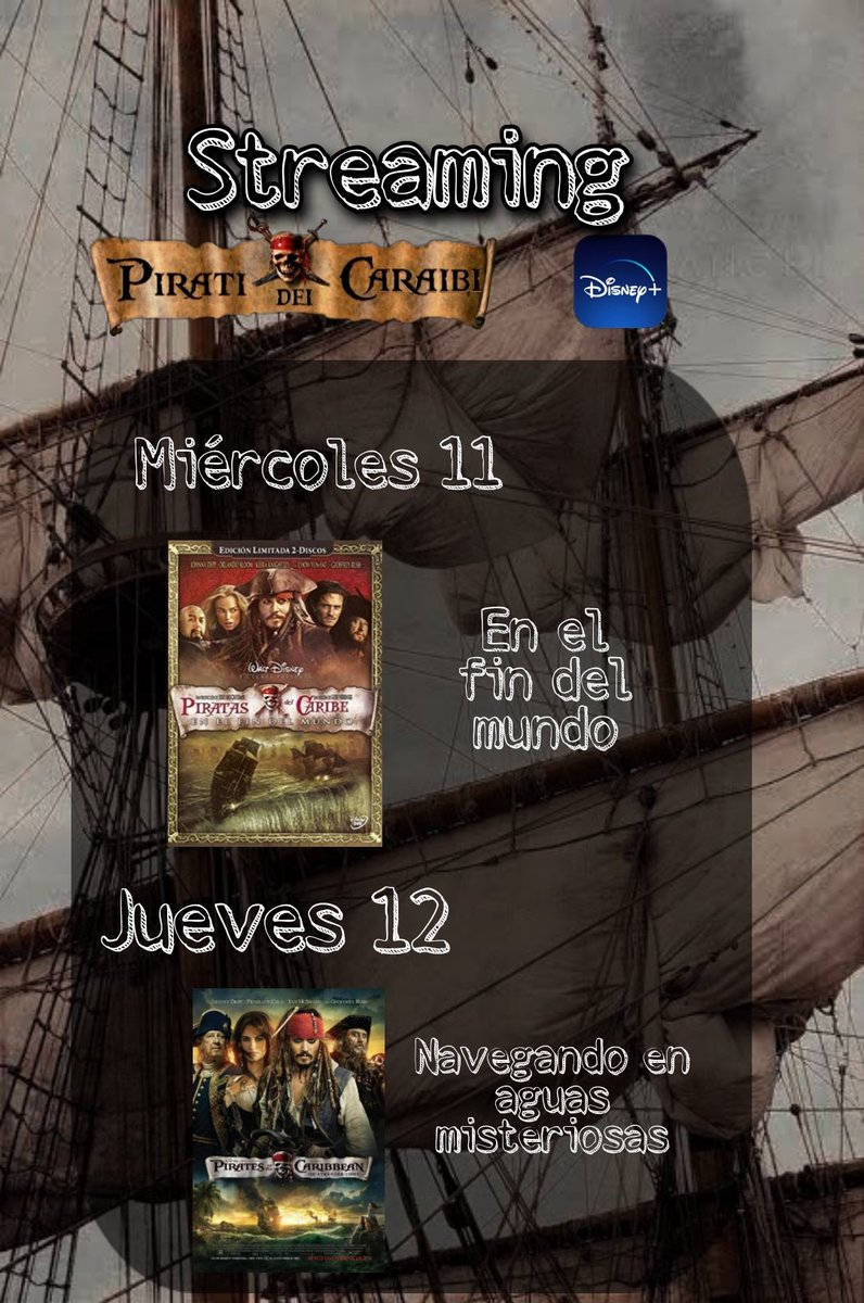 twiggywitch's tweet photo. Para apoyar a Johnny Depp a algunos se les ocurrió cancelar su cuenta Disney+ pero muchos se opusieron.

Así que se me ocurre algo mejor! Hacer 'streaming' de todas las películas de Piratas del Caribe en orden, iniciando el 9 de mayo! 

#JusticeForJohnnyDepp https://t.co/06yi8bYDHy
