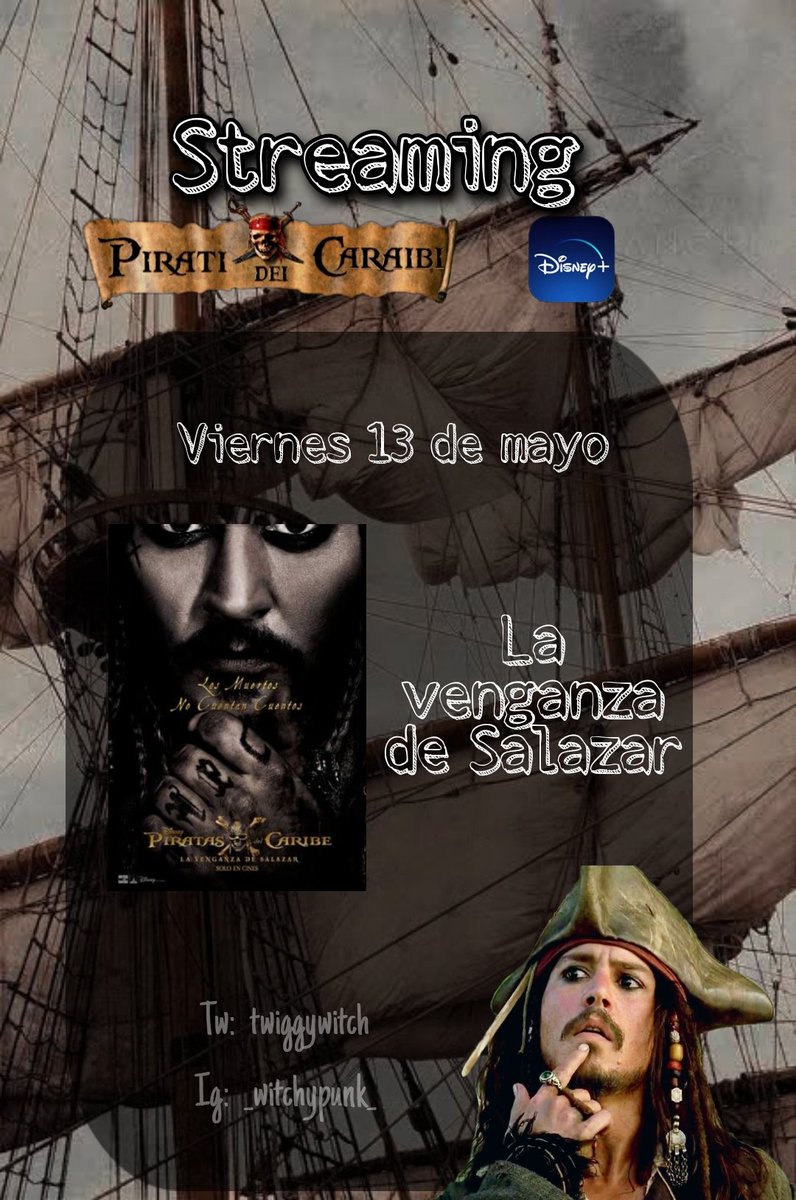twiggywitch's tweet photo. Para apoyar a Johnny Depp a algunos se les ocurrió cancelar su cuenta Disney+ pero muchos se opusieron.

Así que se me ocurre algo mejor! Hacer 'streaming' de todas las películas de Piratas del Caribe en orden, iniciando el 9 de mayo! 

#JusticeForJohnnyDepp https://t.co/06yi8bYDHy
