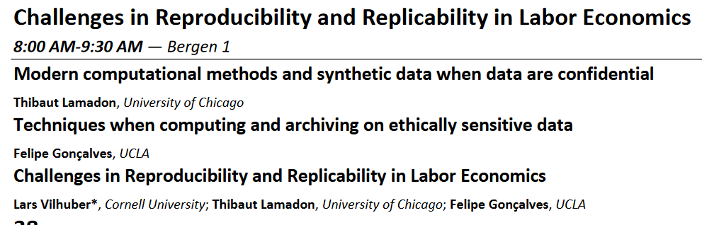 larsvil's tweet photo. Join us tomorrow 8AM CET for "Challenges in Reproducibility and Replicability in Labor Economics" #SOLE2022 @SOLE_Labor_Econ https://t.co/wSVopJJlEb