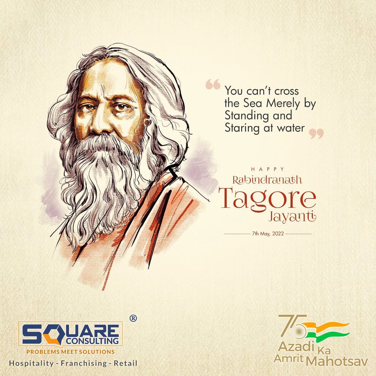 SQuareConsults's tweet photo. “You can’t cross the sea merely standing and staring at water”
- Rabindranath Tagore
Remembering Rabindranath Tagore ji on his birth anniversary
#RabindranathTagore #NobleLaureate
#India #Gujarat #Surat #AzadiKaAmritMahotsav #ProblemsMeetSolutions #SQuareConsulting https://t.co/v5SqHjVAy6