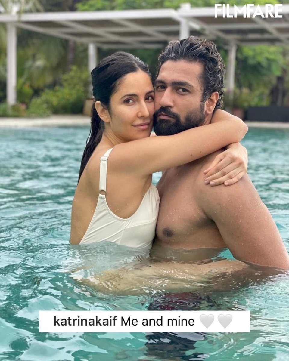 filmfare's tweet photo. It’s a love story, baby just say yes! 🤍

#KatrinaKaif shares a beautiful picture with her husband, actor #VickyKaushal. https://t.co/T9v26hVHCf