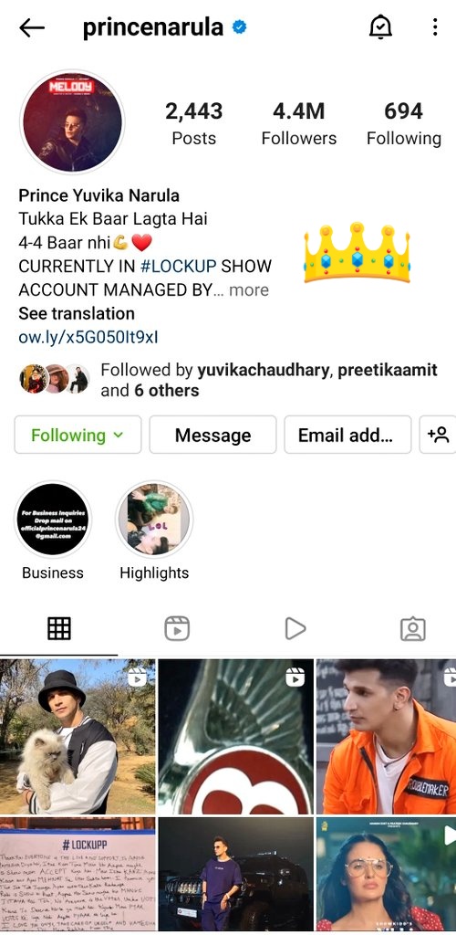 vidhi12_'s tweet photo. Woohoo...My #PrinceNarula completed 4.4M+ followers on instagram...🥰🤴

So happy for u @princenarula88
Many more to come...🙌💓

#Lockupp #LockUppWithPrince https://t.co/TEYh4crOTd