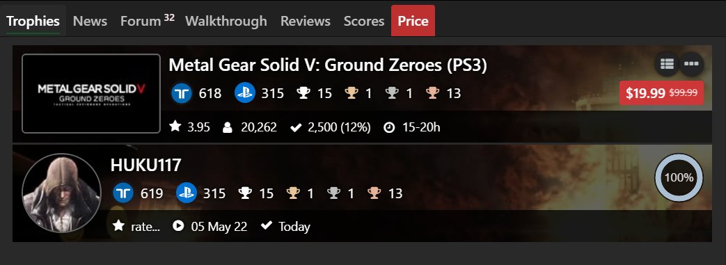 HUKU117's tweet photo. Metal Gear Solid V: Ground Zeroes (PS3) 100% Complete
It may be a short game; the Ground Zeroes story is crazy. Doing Phantom Pain next.
#TrophyHunter #PlayStation #PS3 #PS3Share #MetalGear #MetalGearSolidVGroundZeroes #Konami #HideoKojimaGame #StealthGame #FoxEngine https://t.co/HN4g3UxG0z