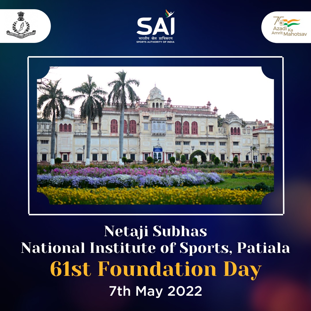 Media_SAI's tweet photo. Greetings to the members of SAI NCoE, NS NIS Patiala (@SAI_Patiala) & its family on the 6️⃣1️⃣st Foundation Day, 7th May 2022🙂
Join us as we celebrate 61 glorious years of 🇮🇳's premier academic & training centre by sharing your messages with #ShareWithSAI
#SAIPatiala
#SAIcares https://t.co/R4s7Cg5Xkr