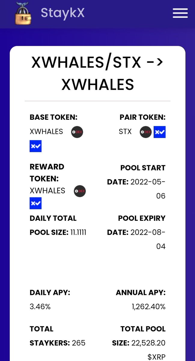 🎁✨ Giveaway ✨🎁

1 XWhales to 4 lucky people 

Follow @Xwhales21 &amp; Me
Like &amp; Retweet 
Stake ur XWhales &amp; STX and earn passive income with daily APY 2.54 % yearly 927% 🚀🐳
staykx.com/stake

Buy XWhales bit.ly/3kMmVPh
Before price goes to 🌒