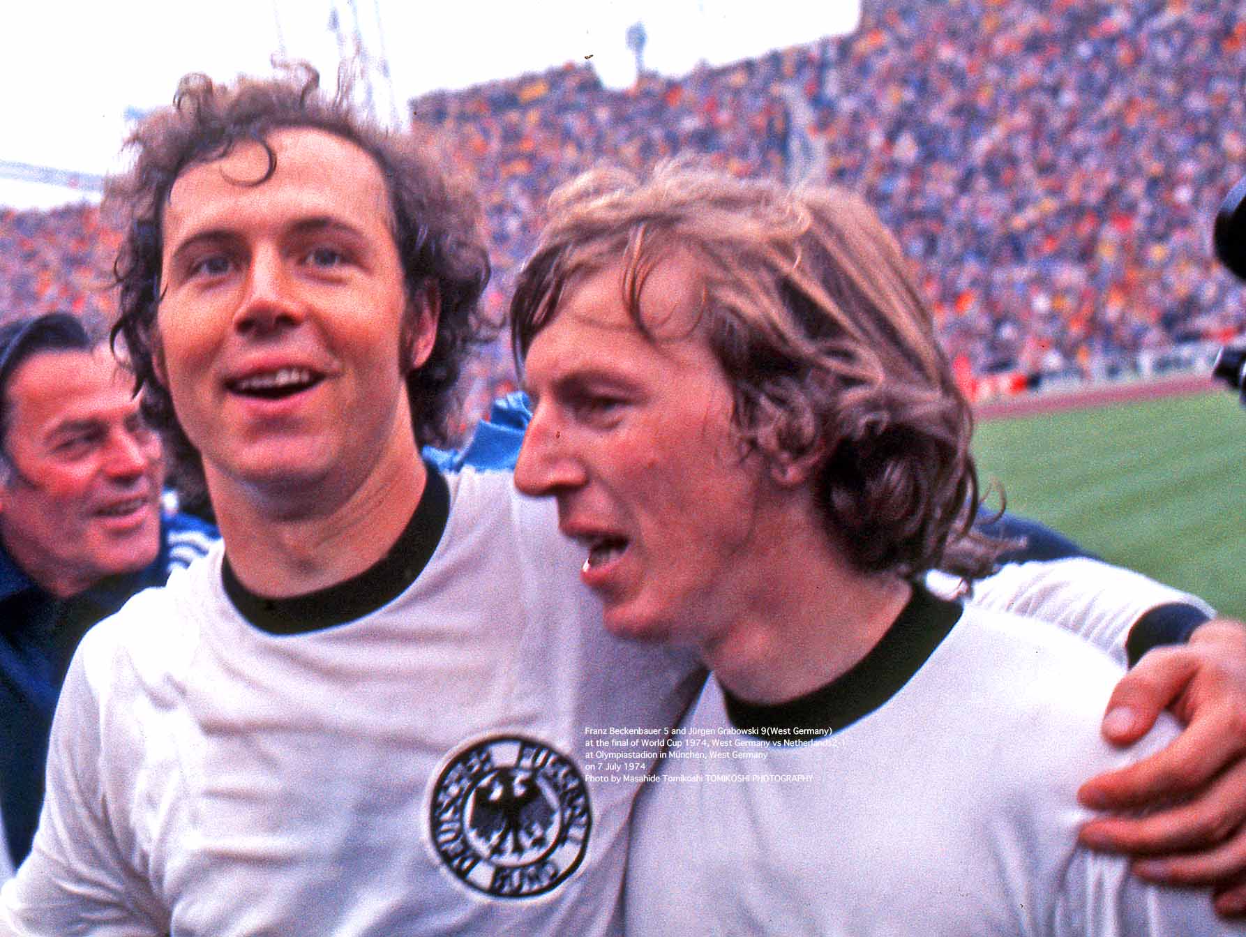 tphoto on X: "Franz Beckenbauer 5 and Jürgen Grabowski 9 (West Germany) at  the final of World Cup 1974, West Germany vs Netherlands2-1 at  Olympiastadion in München, West Germany, 7 July 1974