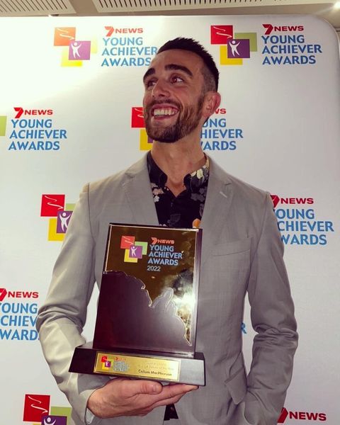 Cal_MacPherson's tweet photo. So humbled to receive the honour of winning both the USC Create Change Award and the SA Young Achiever of the Year Award at the @SAYoungAchiever  awards.

Thank you so much to all the brave men who’ve trusted me to help them share their truth. #mentalhealth #SouthAustralia https://t.co/zeKwvEuKbM