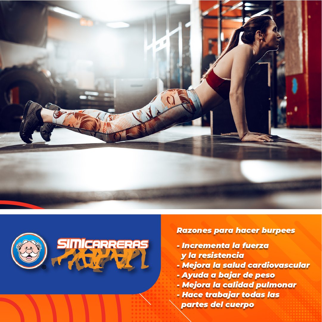 simicarreras's tweet photo. Burpees, un gran ejercicio. ¡Ponlo en práctica! . #Simicarreras #Entrenamiento https://t.co/AVn3Cm6m88