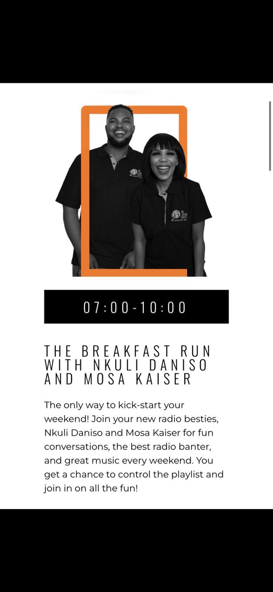 Mosa_KaiserSA's tweet photo. It’s time for #TheBreakfastRun ladies and gents join the fabulous @SirNkululeko and myself until 10am📻 @Mix938FM 🎊🎉🥰🥰❤️ https://t.co/Xve5VJu3NQ