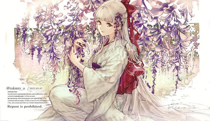 「white hair wisteria」 illustration images(Popular)