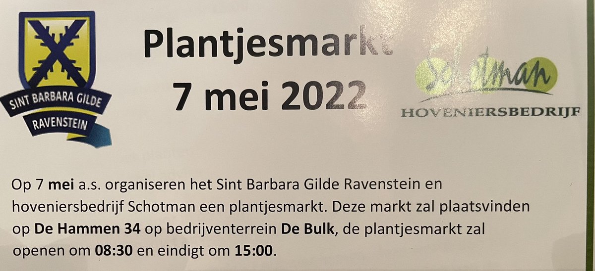 StBarbaraGilde's tweet photo. Vandaag plantjesmarkt op de Hammen. Industrie terrein tussen #ravenstein en #herpen. Nabij afslag 17 van de A50 tussen Nijmegen en uden. https://t.co/WP3OIgt9EJ
