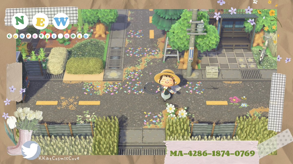KKatCosmicCove's tweet photo. 🌿New designs release for my new theme🌿🤗I created a new grass path w/stone variation! I also have a new broken/rural road set with a cute confetti variation! @pimikyu gave me this super cute idea &amp; @AcnhIeu confetti is a huge inspiration💕Enjoy!#ACNHDesign #ACNH #どうぶつの森 https://t.co/HCOn8EuHEO