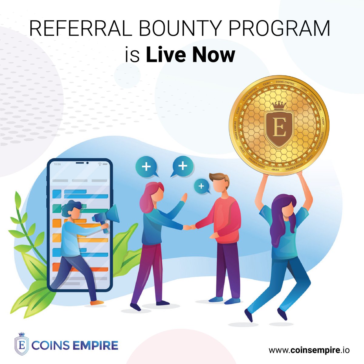 CoinsEmpire1's tweet image. When you participate in our Referral Bounty Program, you earn free CEMP Coins.

Invite your friends and family members to join Coins Empire.

Go to coinsempire.io and learn more.

#coinsempire #bounty #referral
